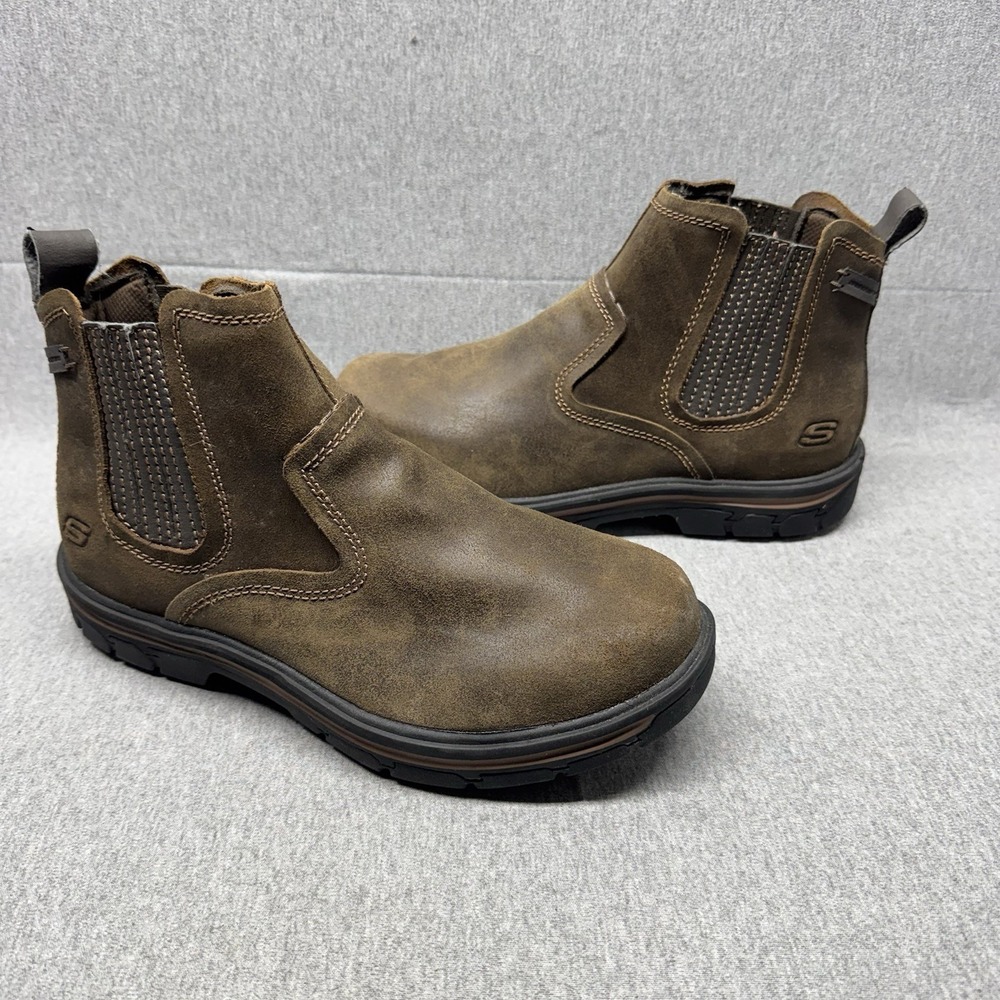 Skechers Dorton Slip On Chelsea Boot Dark Brown Mens 8.5 Never Worn Extra Wide